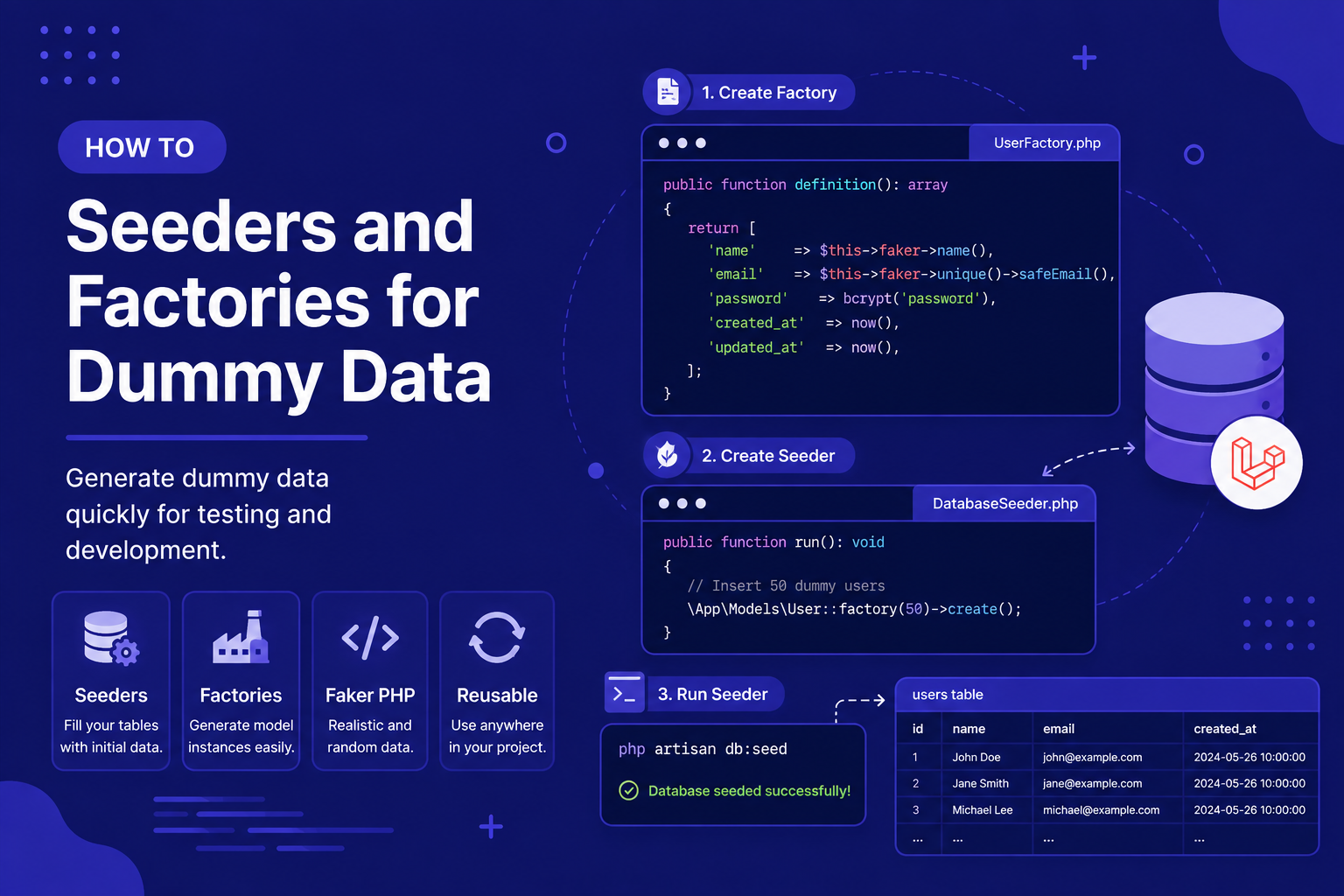 Seeders and Factories for Dummy Data