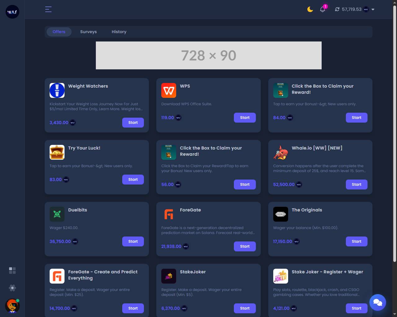 Offerwall Offers & Surveys